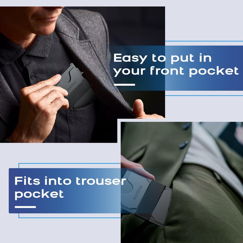 RUNBOX Mens Business Card Holder, Slim Card Wallet for Men and Women, Minimalist RFID Blocking Wallet with Pop-Up Function, Thin Design, Metal Cases Holds 6+6 Cards, Gifts for Men, Men's Accessories - Image 5